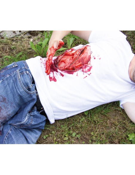 Moulage und Simulation einer großen Schnittwunde mit Blutungsfunktion Erler Zimmer NW100