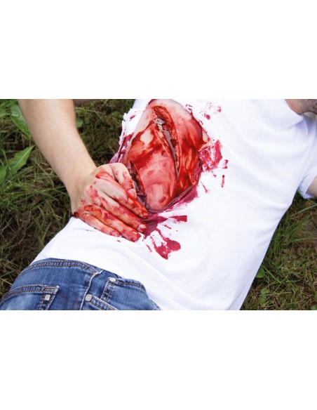 Moulage und Simulation einer großen Schnittwunde mit Blutungsfunktion Erler Zimmer NW100