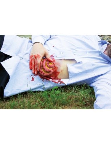 Moulage und Simulation einer abdominalen Wunde...