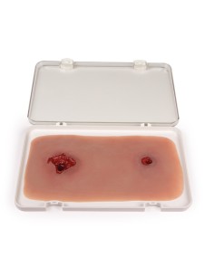 Moulage y simulación de una herida de bala en la pierna... 2